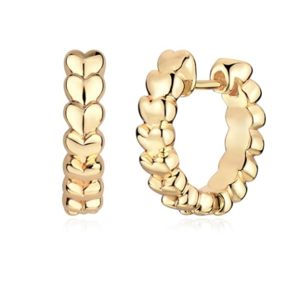Hearts Gold Plated Hoop Earrings